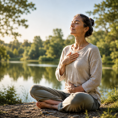 breathing lady outside