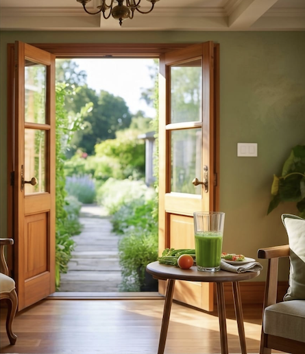 Green Juicew front door open
