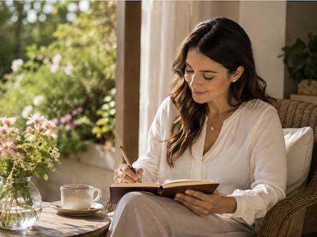 Lady writing in journal