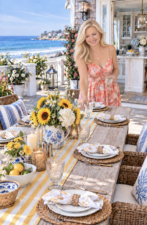 SJ Deck Sunflower table setting