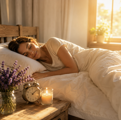 Sleep lady with candle