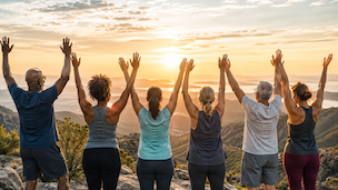 Sunrise Group Raised Arms