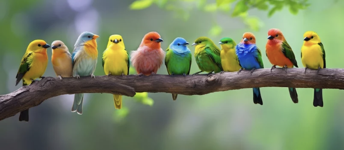 Birds Colorful on a branch