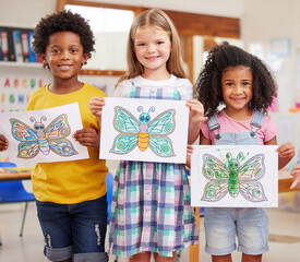 kids with butterfly artwork