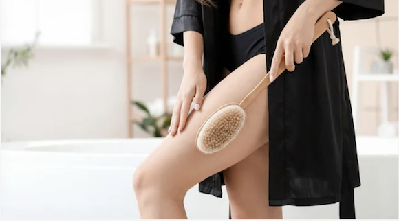 Dry Skin Brushing in Black attire