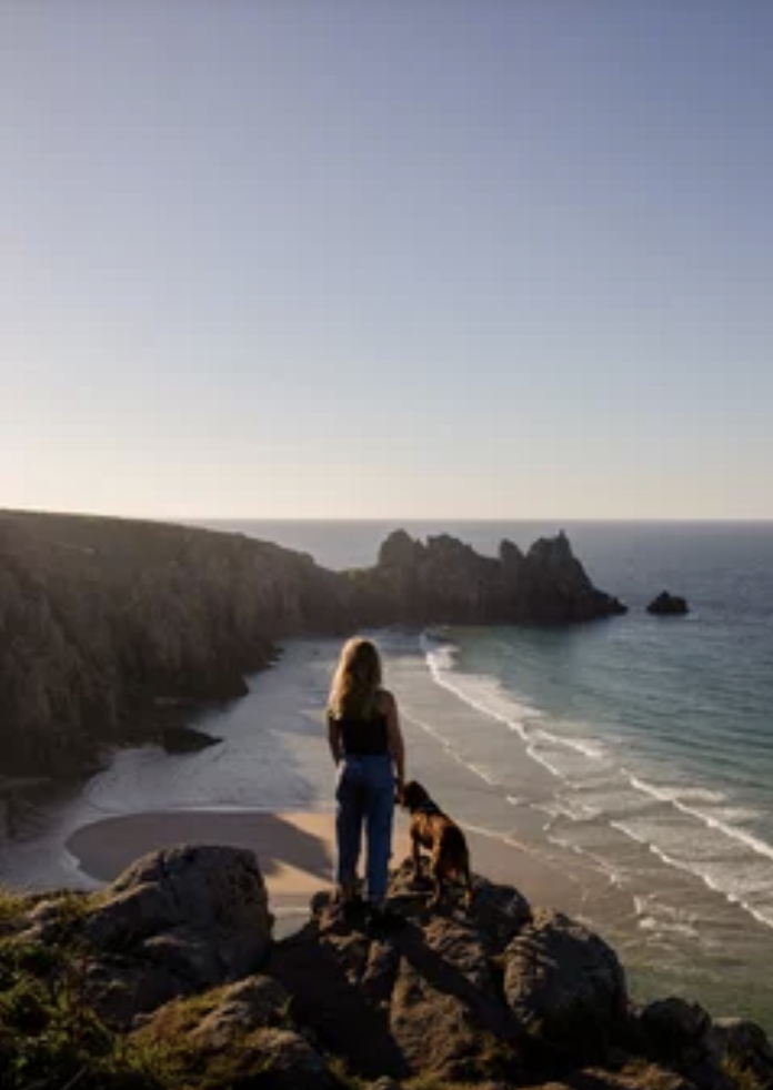 Lady dog beach hike
