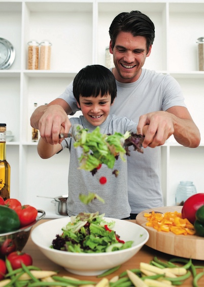 Father son home cooking