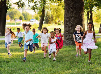 running kids outside